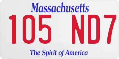 MA license plate 105ND7