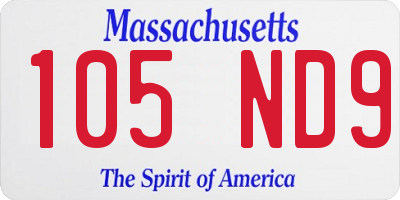 MA license plate 105ND9
