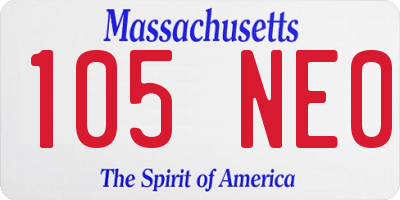 MA license plate 105NE0