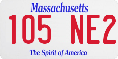 MA license plate 105NE2