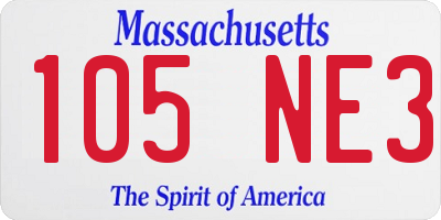 MA license plate 105NE3