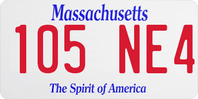 MA license plate 105NE4
