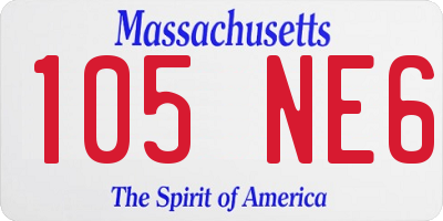 MA license plate 105NE6
