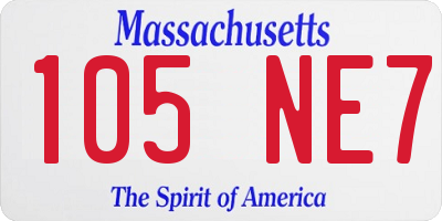 MA license plate 105NE7