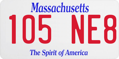 MA license plate 105NE8