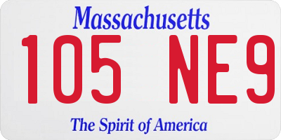 MA license plate 105NE9