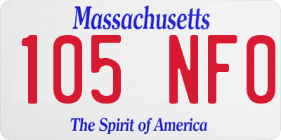 MA license plate 105NF0