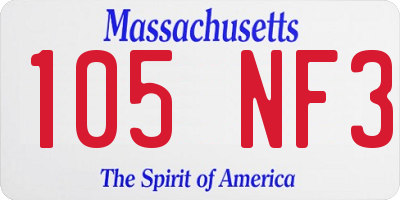 MA license plate 105NF3