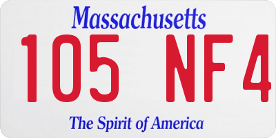 MA license plate 105NF4