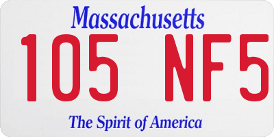 MA license plate 105NF5