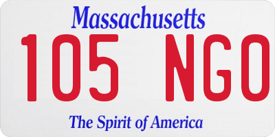 MA license plate 105NG0