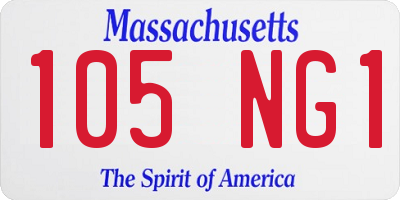 MA license plate 105NG1