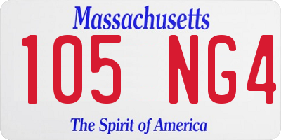 MA license plate 105NG4