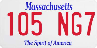MA license plate 105NG7