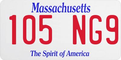 MA license plate 105NG9