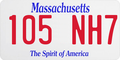MA license plate 105NH7