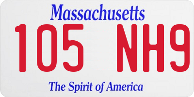 MA license plate 105NH9