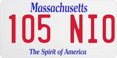 MA license plate 105NI0