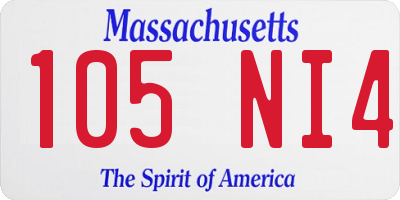 MA license plate 105NI4