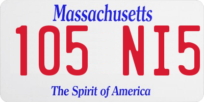 MA license plate 105NI5