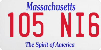 MA license plate 105NI6