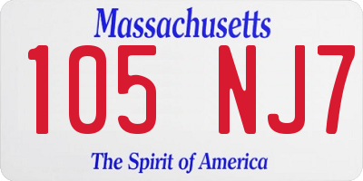 MA license plate 105NJ7