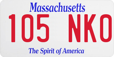 MA license plate 105NK0