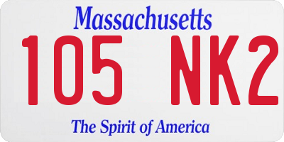 MA license plate 105NK2