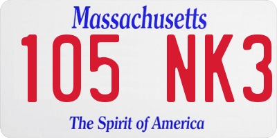 MA license plate 105NK3