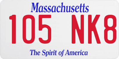 MA license plate 105NK8