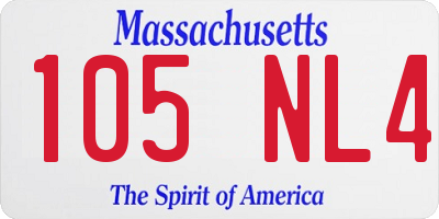 MA license plate 105NL4