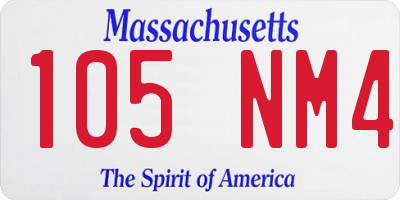 MA license plate 105NM4
