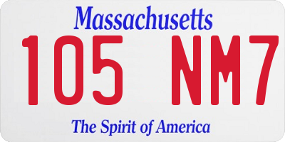 MA license plate 105NM7