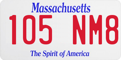 MA license plate 105NM8