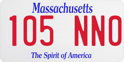 MA license plate 105NN0