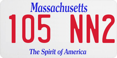 MA license plate 105NN2