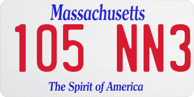 MA license plate 105NN3