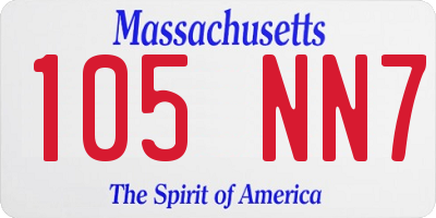 MA license plate 105NN7