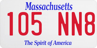 MA license plate 105NN8