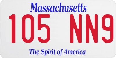 MA license plate 105NN9