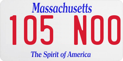 MA license plate 105NO0