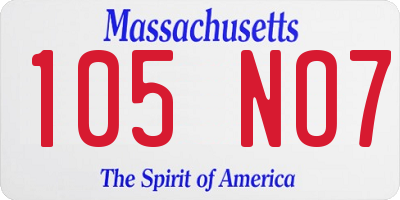 MA license plate 105NO7