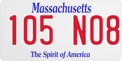 MA license plate 105NO8