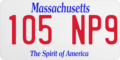 MA license plate 105NP9