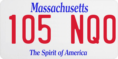 MA license plate 105NQ0