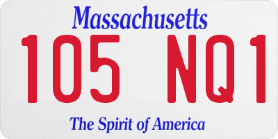 MA license plate 105NQ1