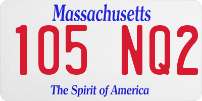 MA license plate 105NQ2