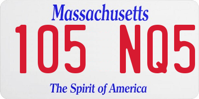 MA license plate 105NQ5
