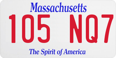 MA license plate 105NQ7