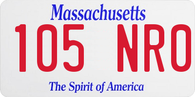 MA license plate 105NR0